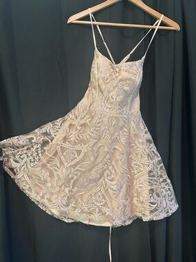 Windsor Blush Pink Lace A-Line Mini Dress